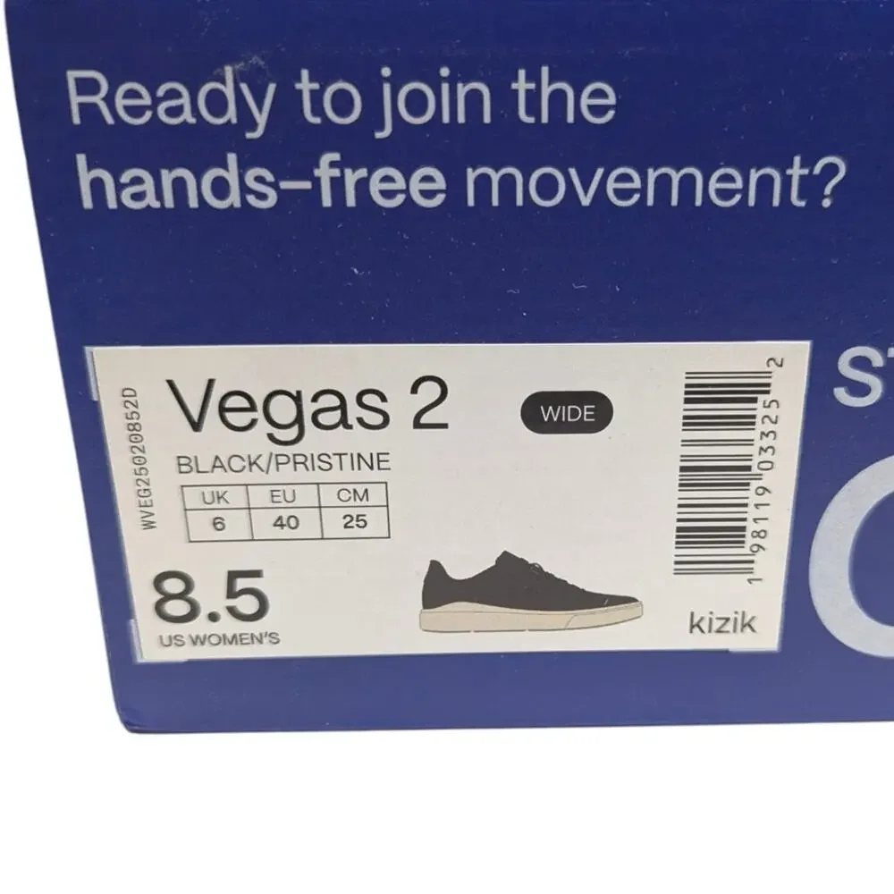 Kizik Vegas 2 Wide Black Pristine Hands Free Sneakers Women 8.5 EU 40 New